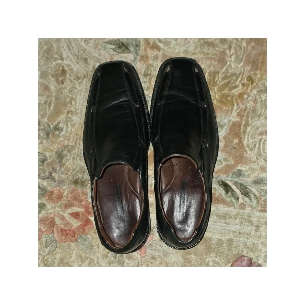 Johnston & Murphy Shoes Men's Size 8.5 8-1/2  Black Leather Loafers Slip On